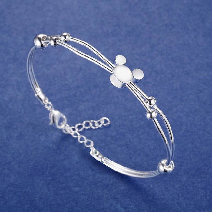Sterling Silver Cute Mickey Chain Bracelet Jewelry Set For Women