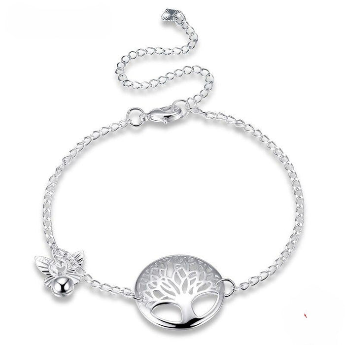 Sterling Silver Adjustable Tree Chain Anklet For Women