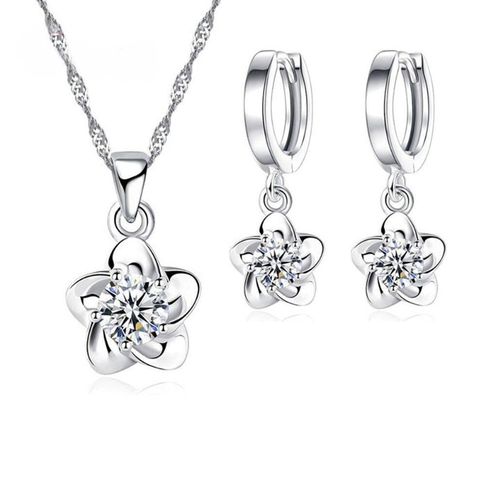 Sterling Silver Cubic Zircon Jewelry Set For Women