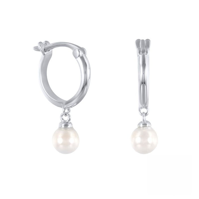 Sterling Silver Elegant Round Pearl Earrings