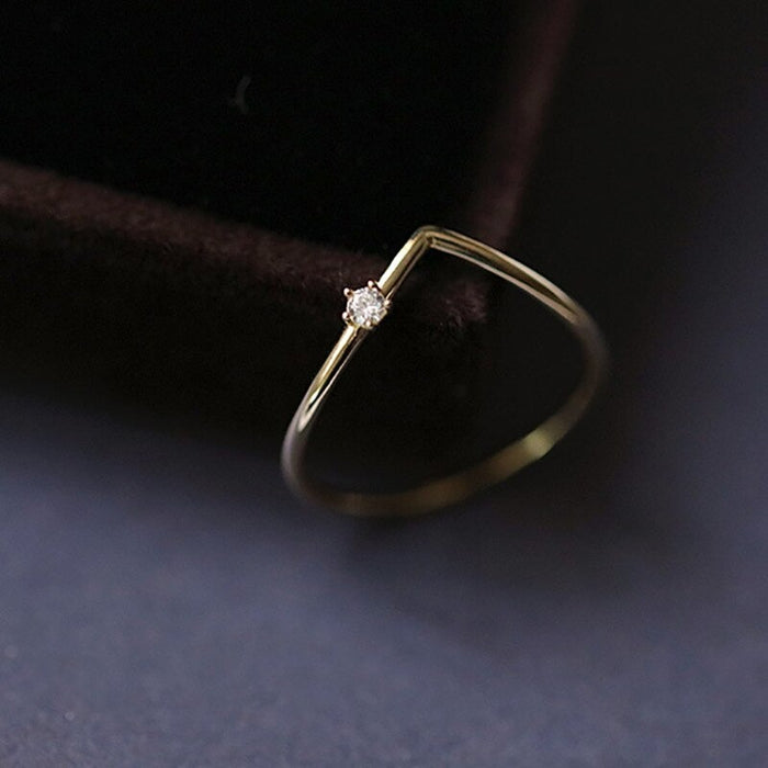 Sterling Silver Gold Plated V-Shaped Ring For Women