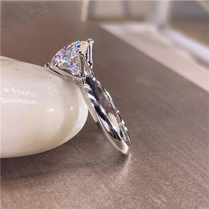 Sterling Silver Plated High Clarity Diamond Ring For Women