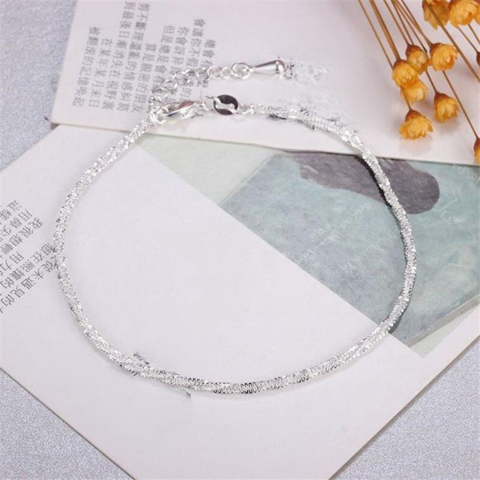 Sterling Silver Small Twine Anklet For Women