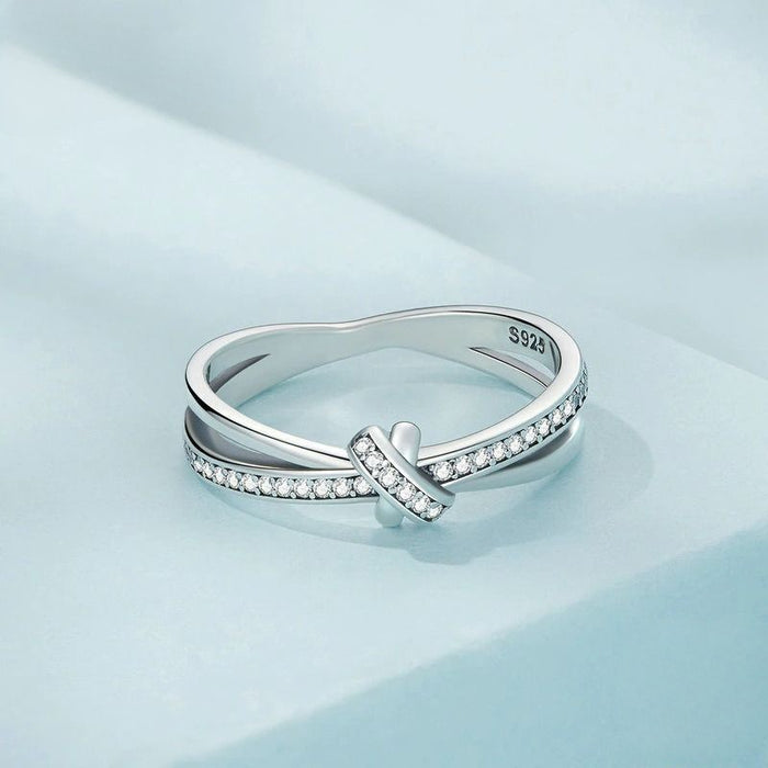 Sterling Silver Double Layer Knot Ring For Women