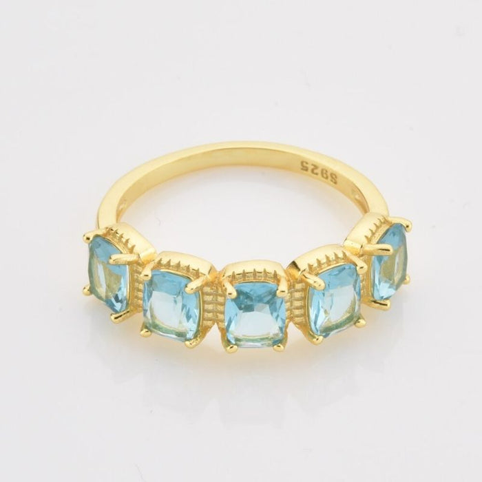 Sterling Silver Gold Coated Silver Topaz Ring For Women