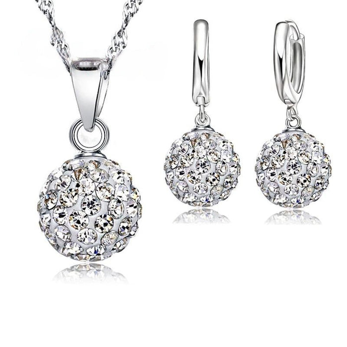 Sterling Silver Austrian Crystal Jewelry Set For Women