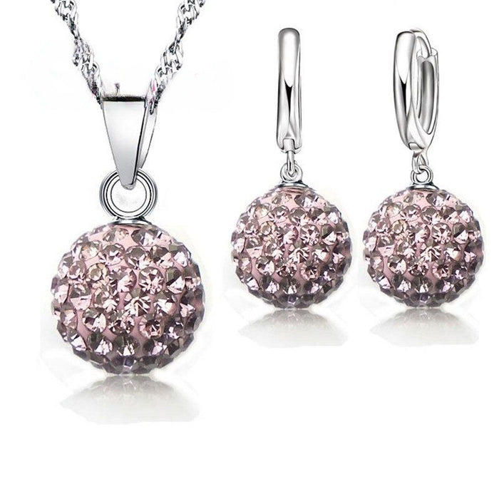 Sterling Silver Austrian Crystal Jewelry Set For Women