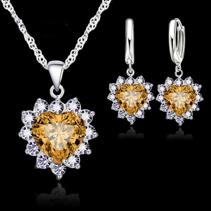 Sterling Silver Zirconia Jewelry Set For Women