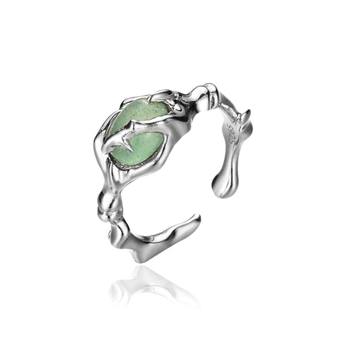 Sterling Silver Adjustable Gem Stone Ring For Women