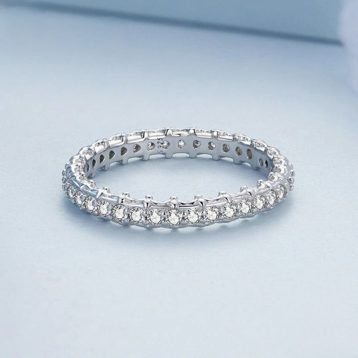Sterling Silver Simple Stackable Cubic Zircon Ring For Women