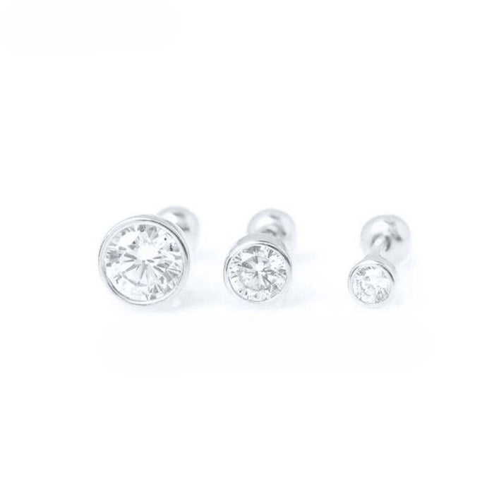 Sterling Silver Ear Stud Crystal Zircon Earrings