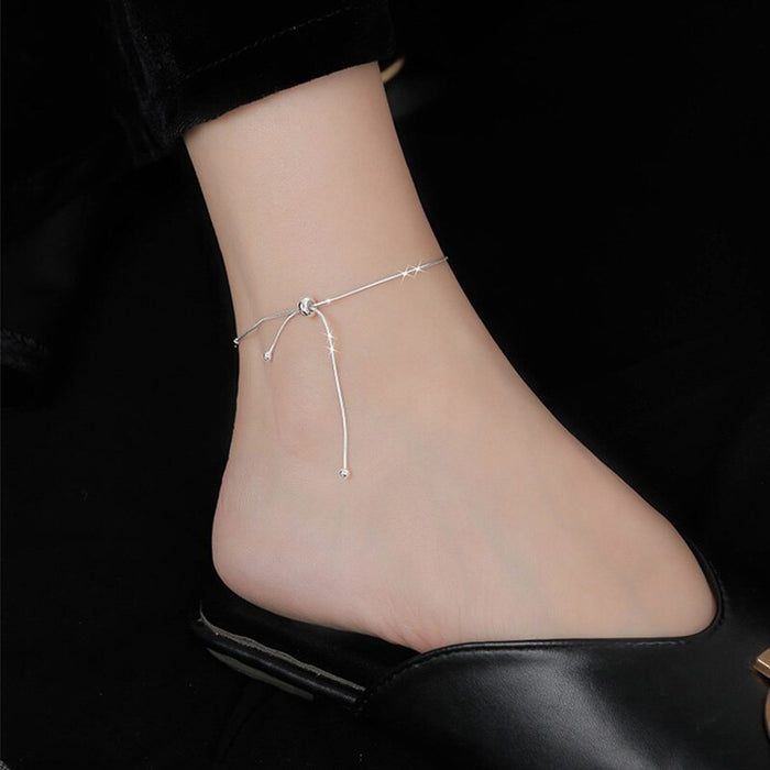 Sterling Silver Chain Bow Knot Anklet For Women