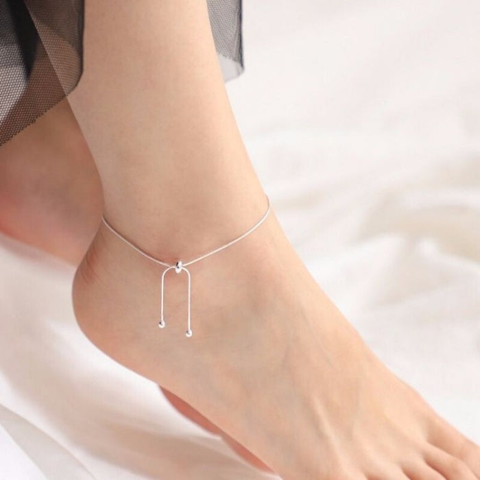 Sterling Silver Chain Bow Knot Anklet For Women