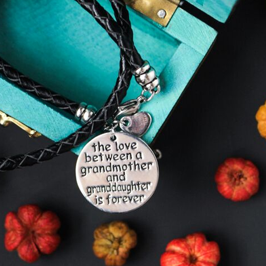 The Love Between a Grandmother and Granddaughter is Forever - Hand Stamped Bracelet