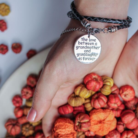 The Love Between a Grandmother and Granddaughter is Forever - Hand Stamped Bracelet