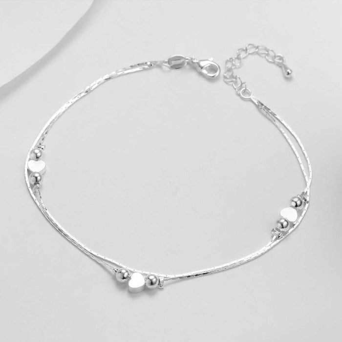 Sterling Silver Heart Shaped Foot Chain Anklets