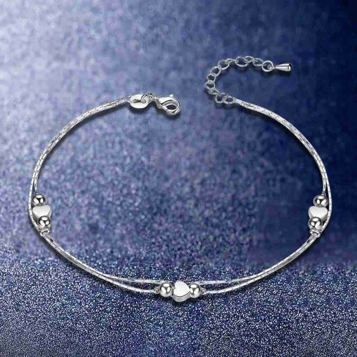 Sterling Silver Heart Shaped Foot Chain Anklets