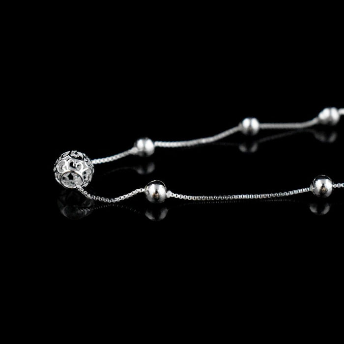 Sterling Silver Hollow Ball Shape Anklet