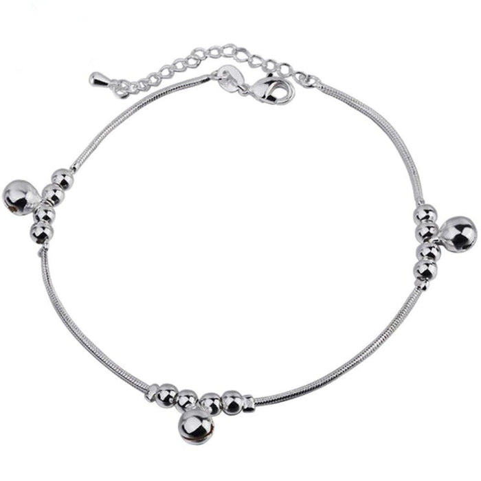 Sterling Silver 3 Bells Chain Anklet For Women