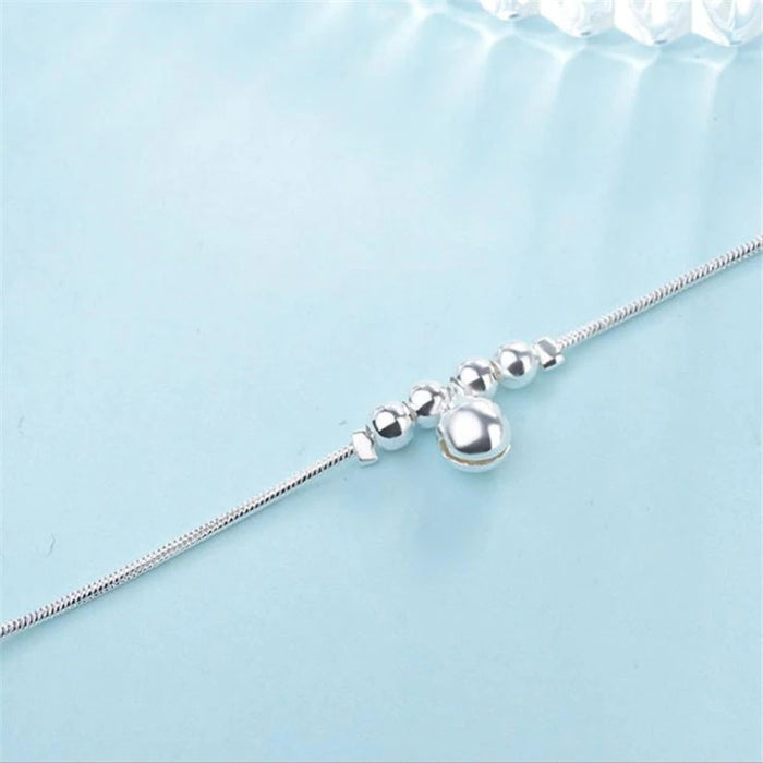 Sterling Silver 3 Bells Chain Anklet For Women
