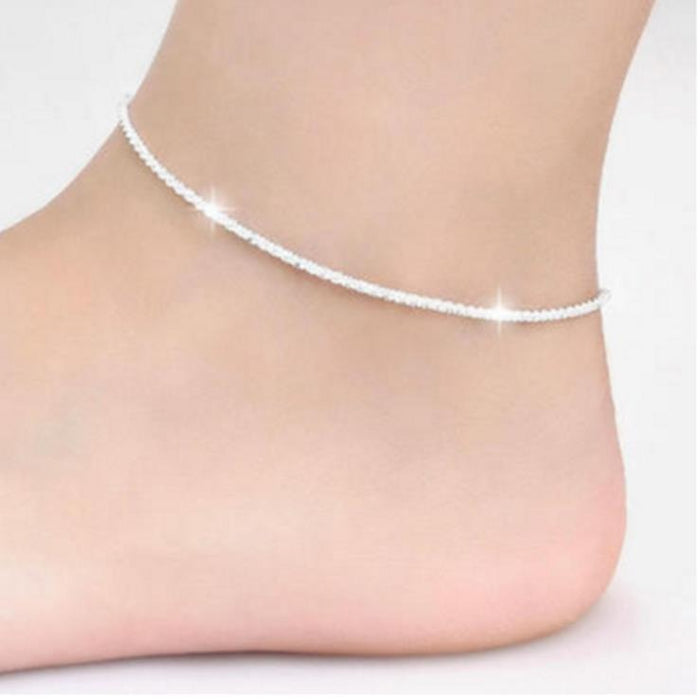 Sterling Silver Small Twine Anklet For Women