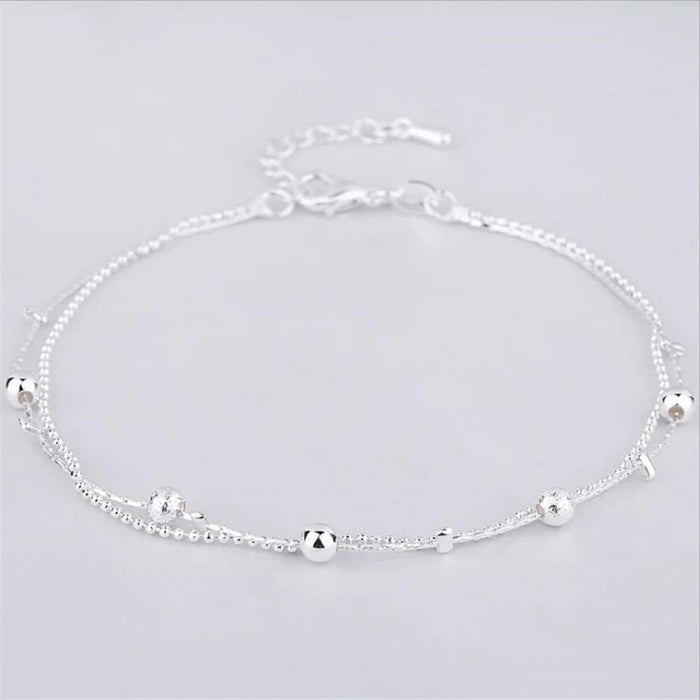 Sterling Silver Simple Double Layer Anklet