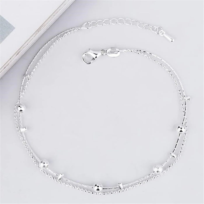 Sterling Silver Simple Double Layer Anklet
