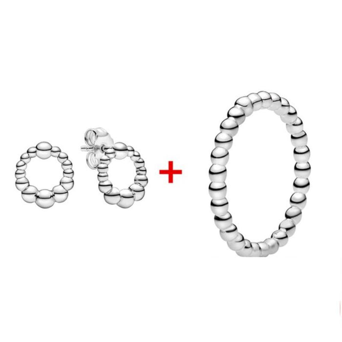 Silver Sparkling Sterling Zircon Ring & Earring  For Women