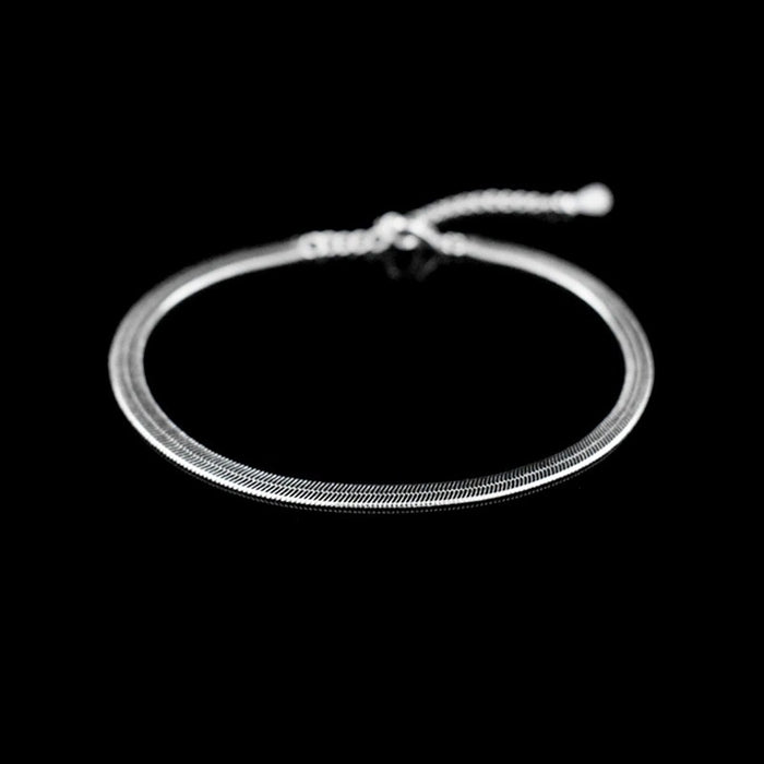 Sterling Silver Flat Chain Anklet For Women