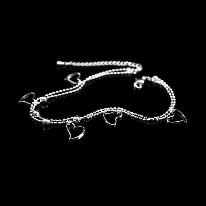 Sterling Silver Double Layer Small Star & Heart Anklet