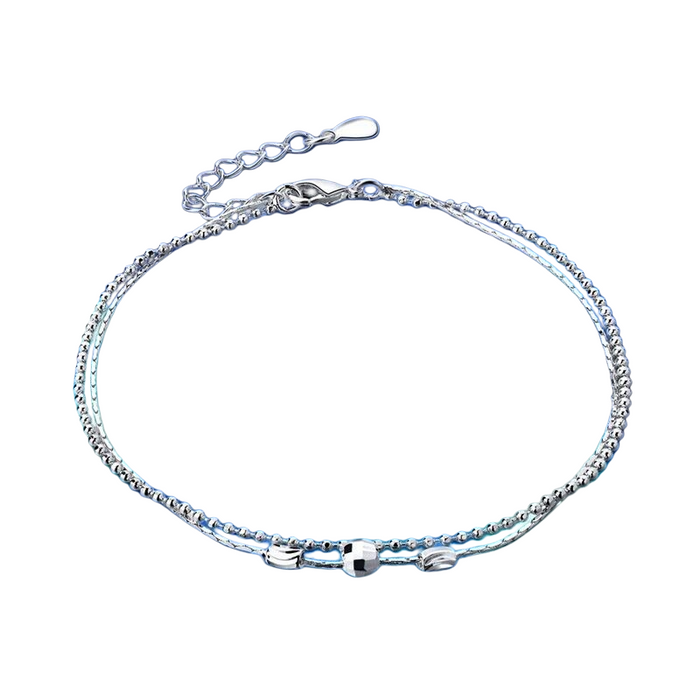 Sterling Silver Two Layers Star Anklet