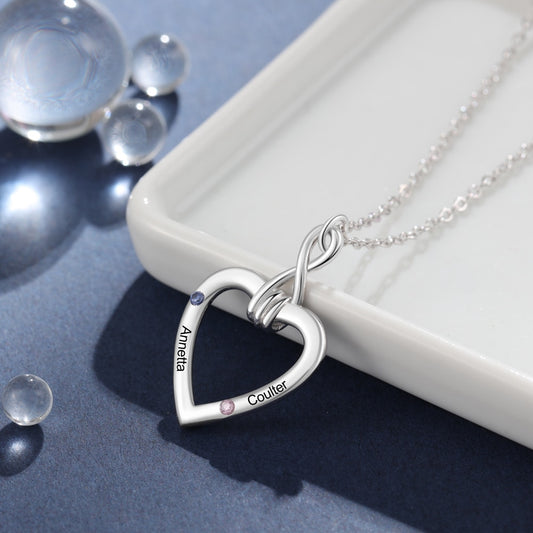 Custom Couple Name Necklace with Birthstones