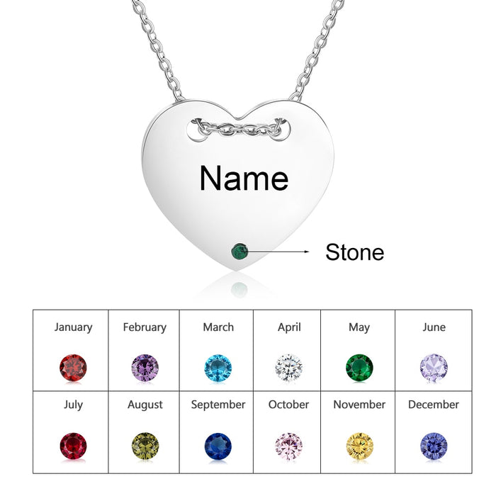 Designer Personalized Name Engraved Heart Pendants Custom DIY Birthstone Necklace Valentines Day Gifts for Girlfriend