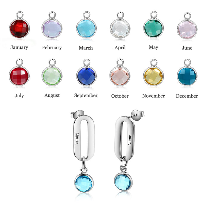 Designer Personalized Engraving Name Heart Drop Earrings for Women Custom DIY Birthstone Jewelry Birthday Gifts