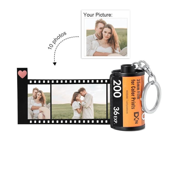 Personalized 10 Pcs Photos Print Film Roll Keychain Couple Gifts Stainless Steel DIY Photo Keyring Custom Valentines Day Gift
