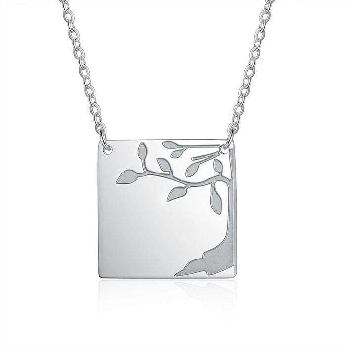 Personalized Square Necklace with Engraving 4 Names Customized Family Tree Pendants for Women Anniversary Jewelry