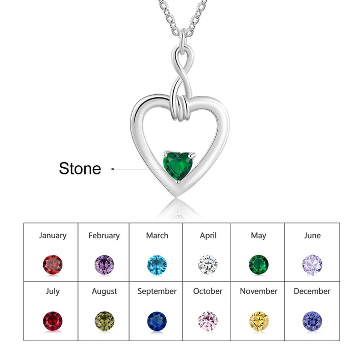 Designer Customized Inlaid Birthstone Infinity Love Necklace Personalized Heart Mothers Necklace Valentines Day Gifts
