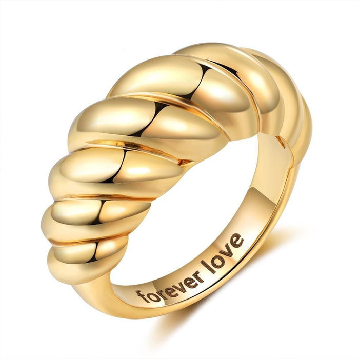 Personalized Gold Color Braided Twisted Rope Rings for Women Vintage Style Customized Engraved Ring Mothers Day Gifts