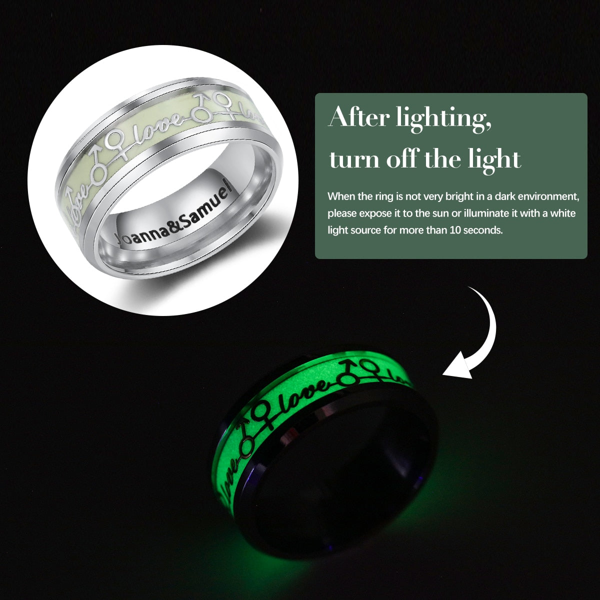 Glow-in-the-dark Ring 8mm Celtic Luminescent Green by 