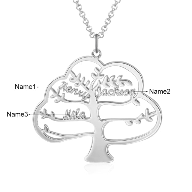 Custom Family Tree Name Necklace Personalized Tree of Life Nameplate Pendant Fine Jewelry Gifts