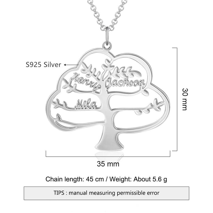 Custom Family Tree Name Necklace Personalized Tree of Life Nameplate Pendant Fine Jewelry Gifts