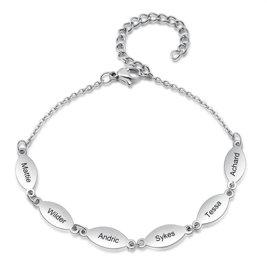 Personalized Stainless Steel Oval Charm Bracelet