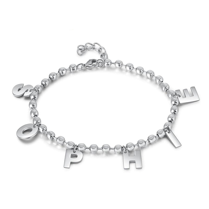 Personalized Name A-Z Initial Bracelets for Women Stainless Steel Customized Capital Letter Link Chain Bracelet Gifts