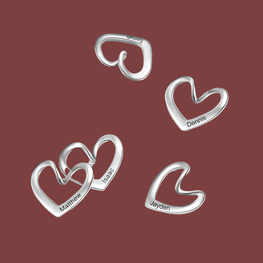 Personalized Name Engraved Heart Charms Bracelet