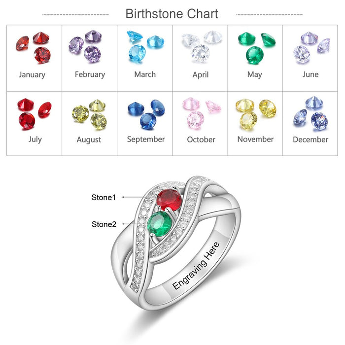 925 Sterling Silver Customized Birthstone Rings for Women Personalized Couples Promise Engagement Ring Gifts for Wife