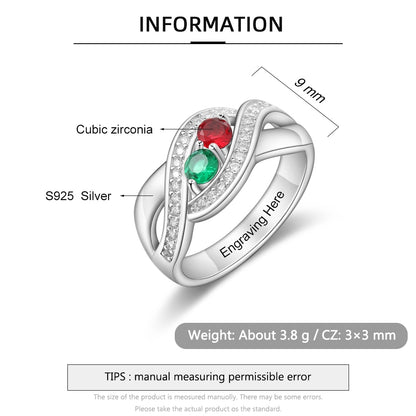 925 Sterling Silver Customized Birthstone Ring