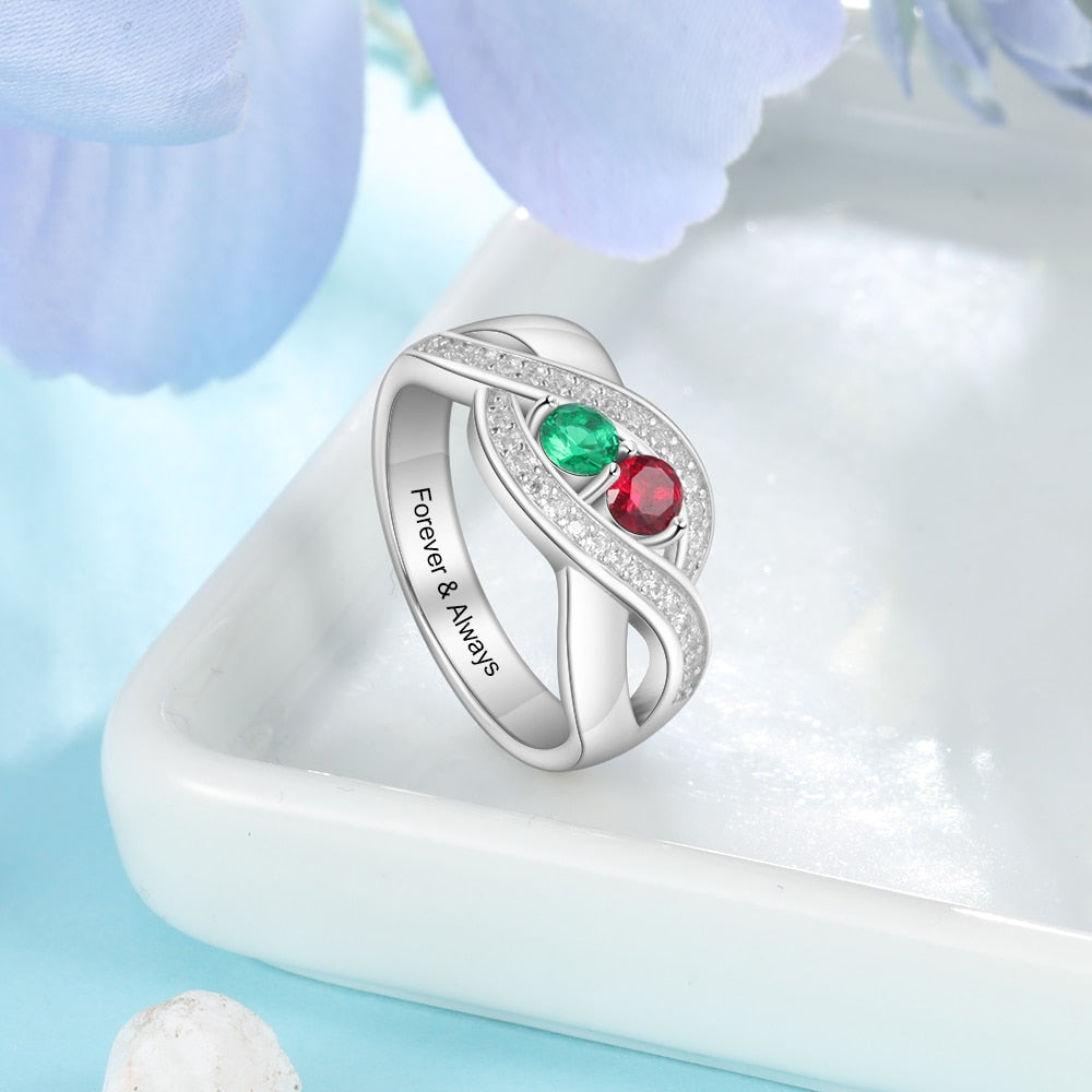 925 Sterling Silver Customized Birthstone Ring