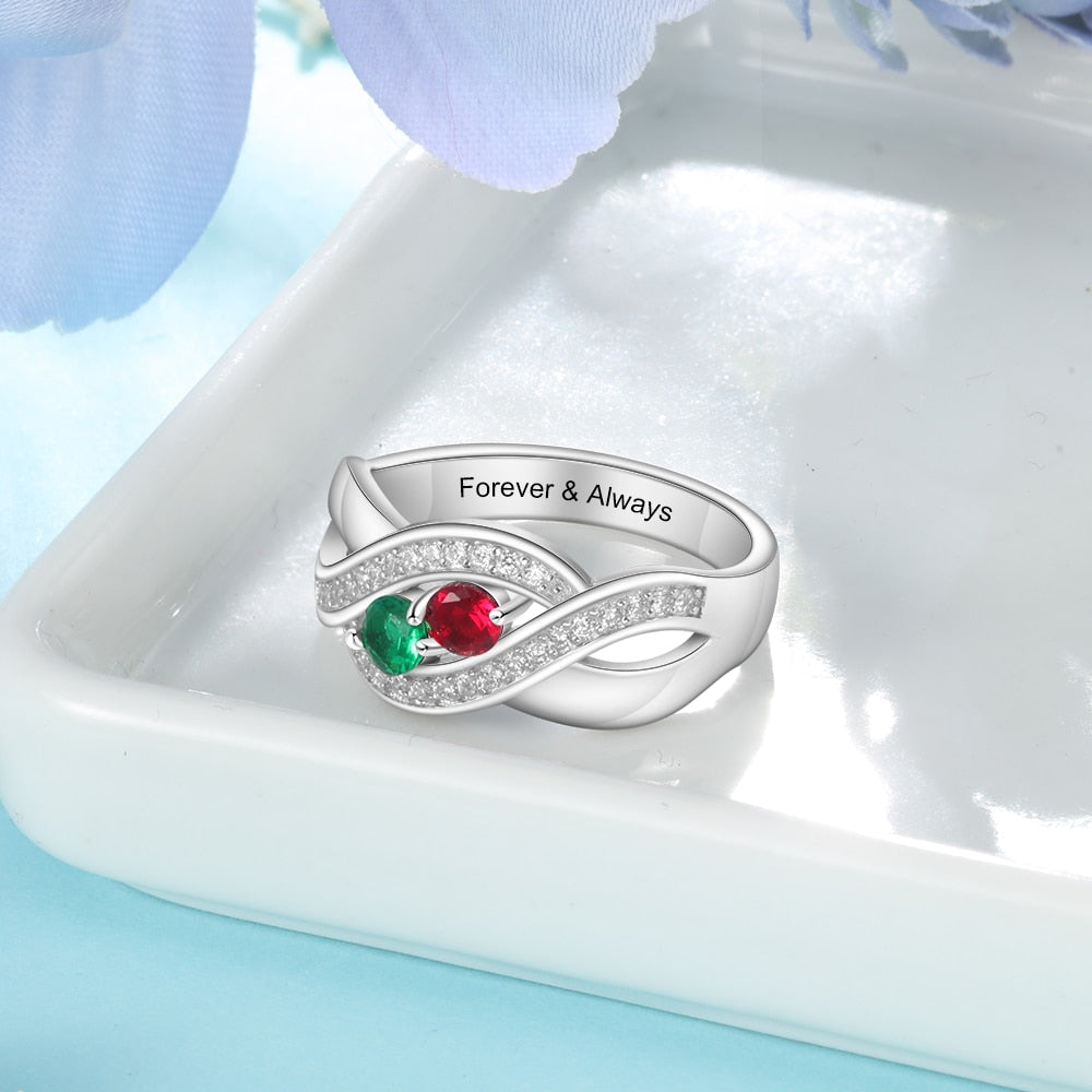 925 Sterling Silver Customized Birthstone Ring