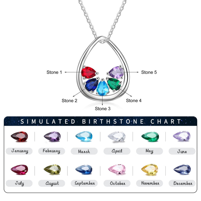 Personalized DIY Inlaid Birthstone Necklaces for Women Customized Water Drop Pendant Necklace Anniversary Gift for Her