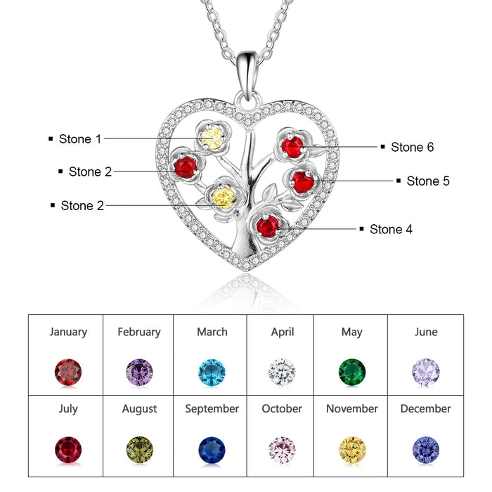 6 Birthstone Flower Necklace Elegant Personalized Heart Pendants for Women Unique Gift for Girlfriend
